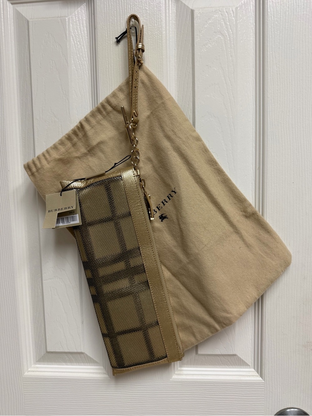 Burberry Tan Plaid Wristlet with Gold Hardware - Picture 3 of 7